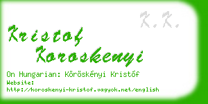 kristof koroskenyi business card