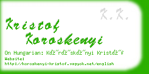 kristof koroskenyi business card